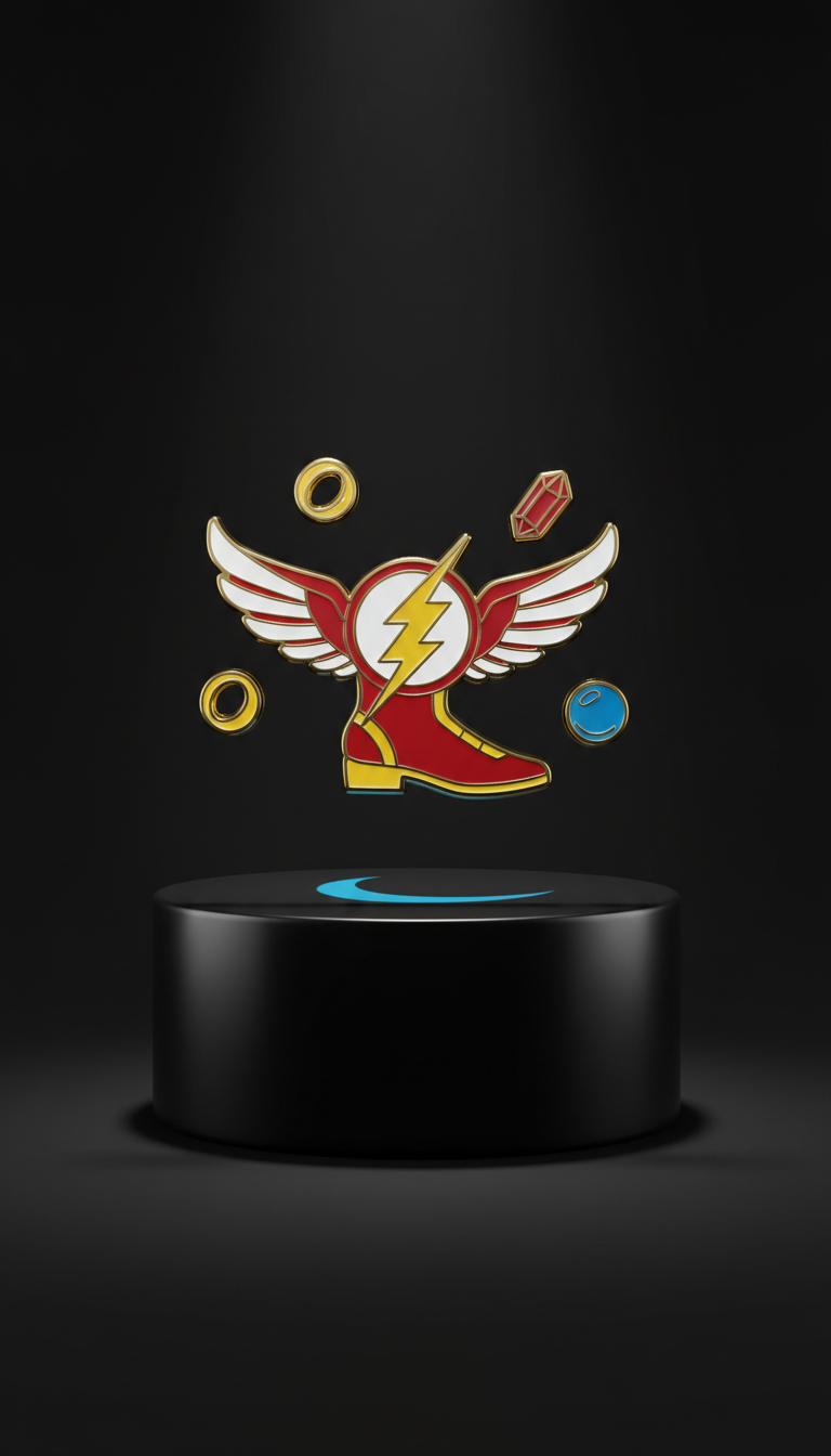 Golden Flash enamel pin accessory