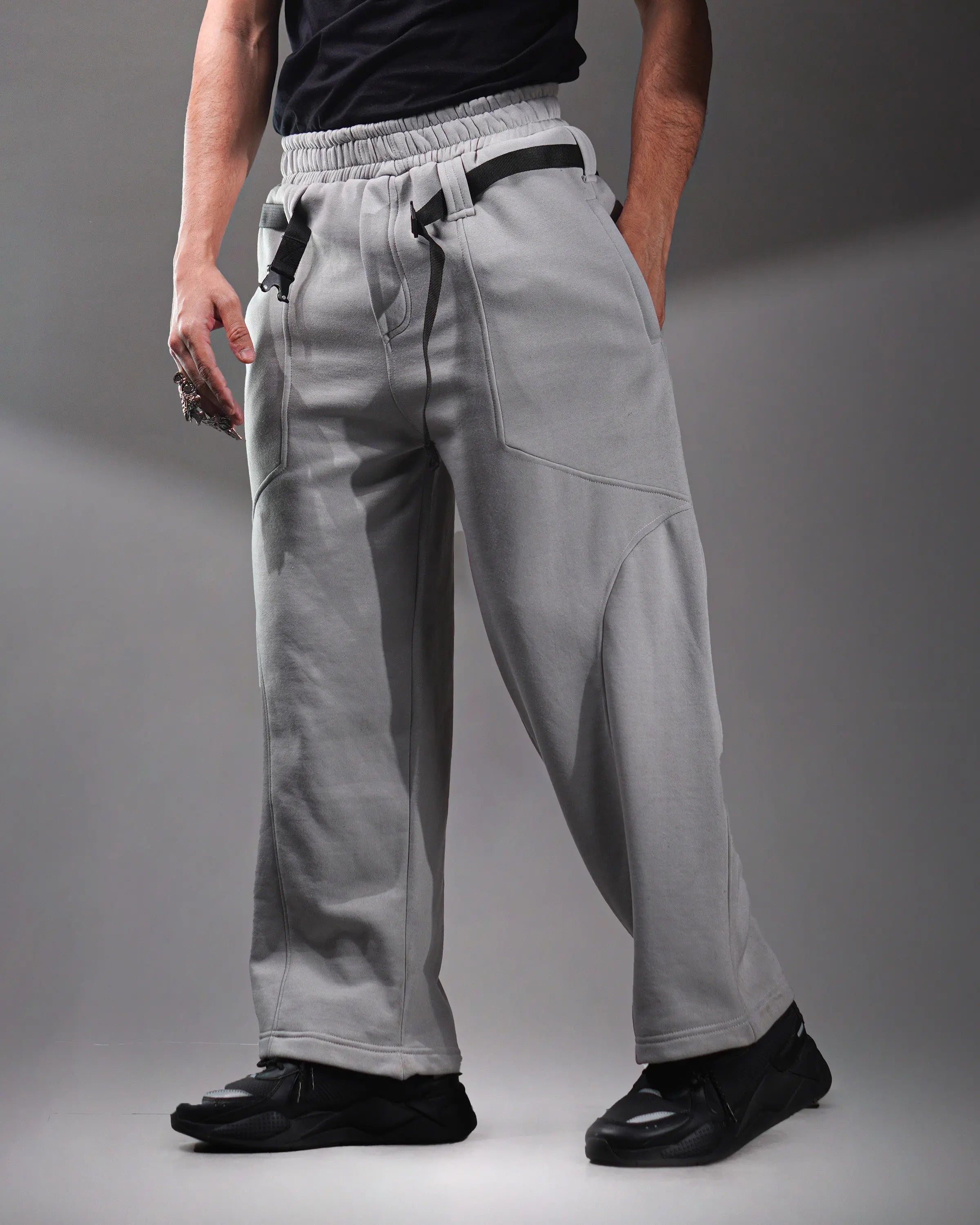 Zams Grey Baggy Fit Tech Sweatpant 002 ZAMS