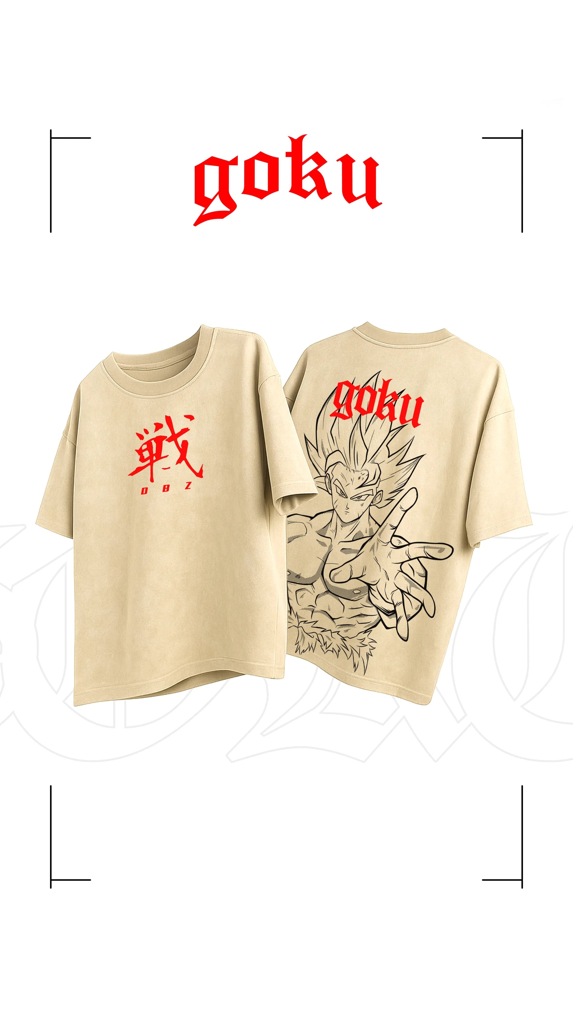 Goku/Beige/DBZ/Oversized T-shirt ZAMS