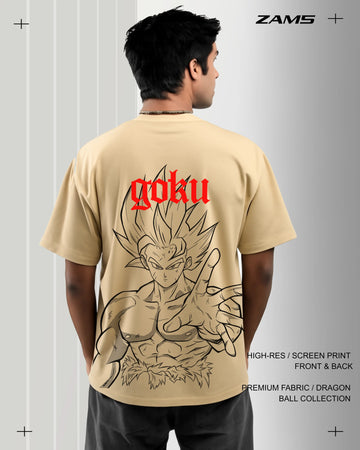 Goku/Beige/DBZ/Oversized T-shirt ZAMS