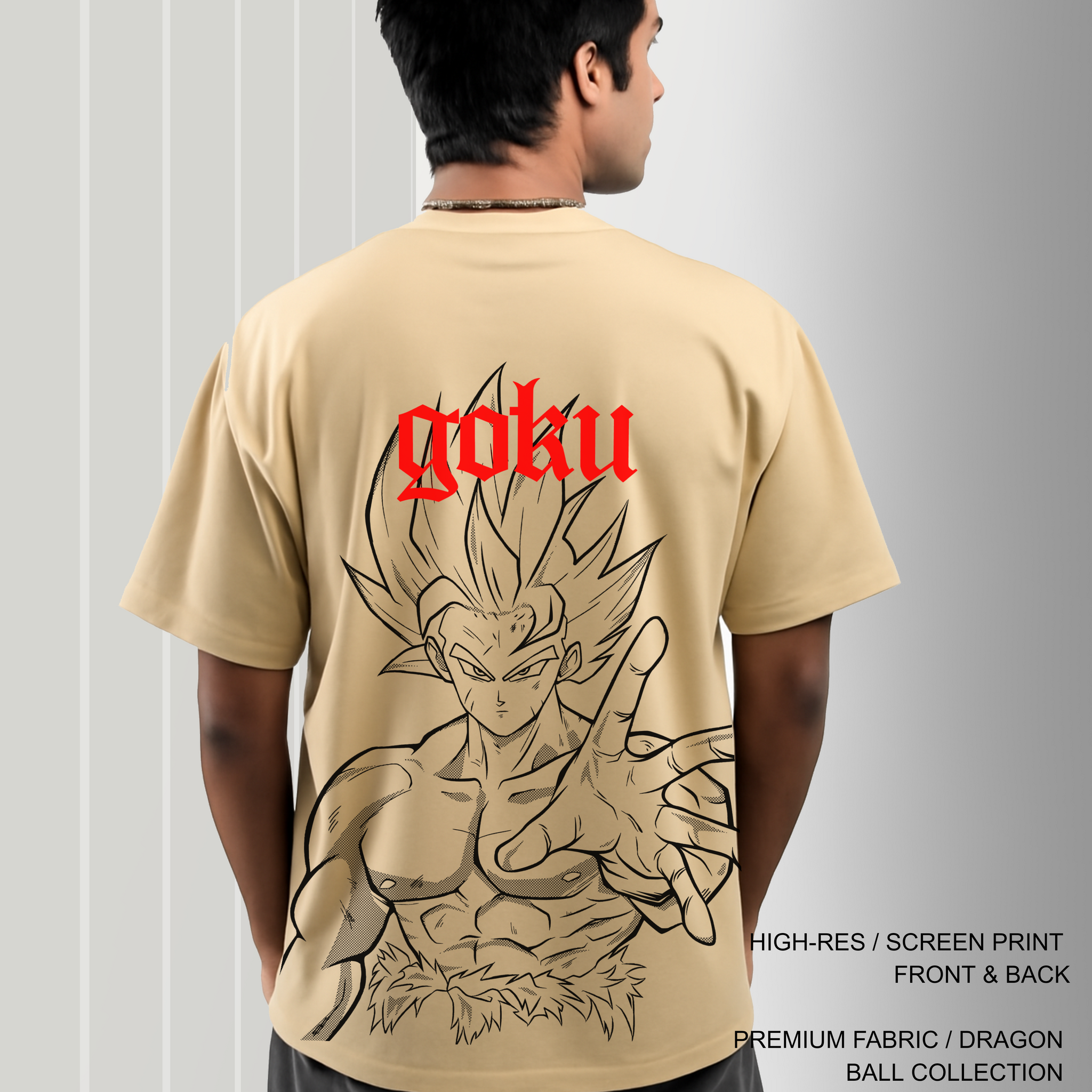 Goku/Beige/DBZ/Oversized T-shirt