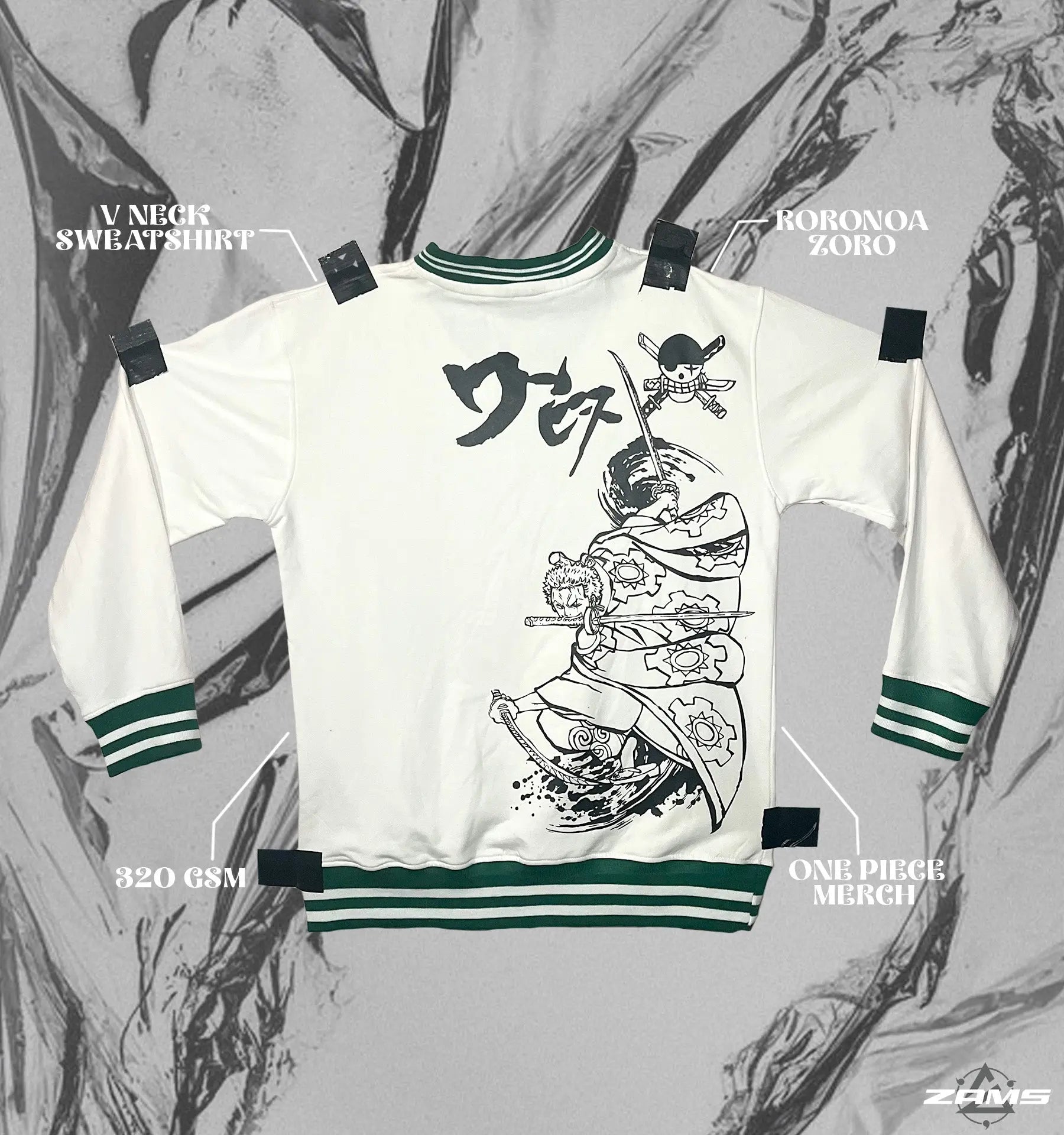 Zoro Vintage / One Piece / V-Neck Sweatshirt ZAMS