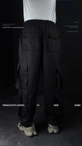 Black Parachute Cargo 8 Pockets - Adjustable Drawstrings ZAMS