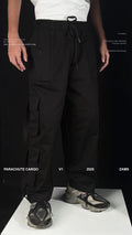 Black Parachute Cargo 8 Pockets - Adjustable Drawstrings ZAMS