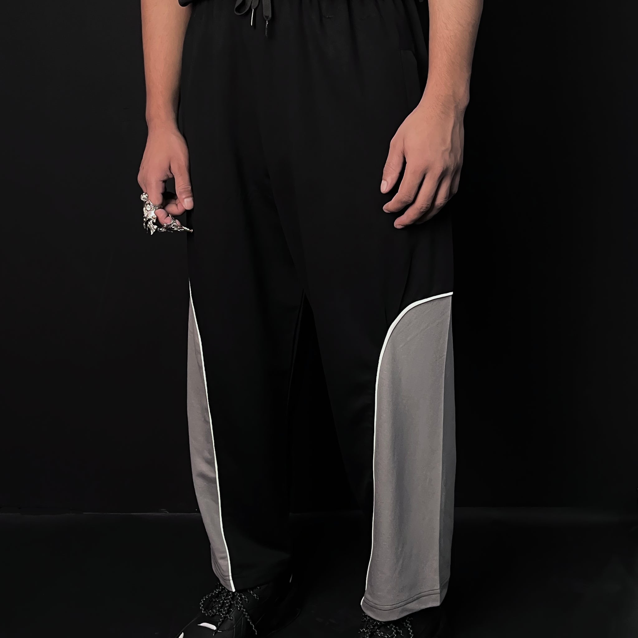 Zams Black and Grey Baggy Trackpant