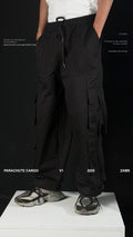 Black Parachute Cargo 8 Pockets - Adjustable Drawstrings ZAMS